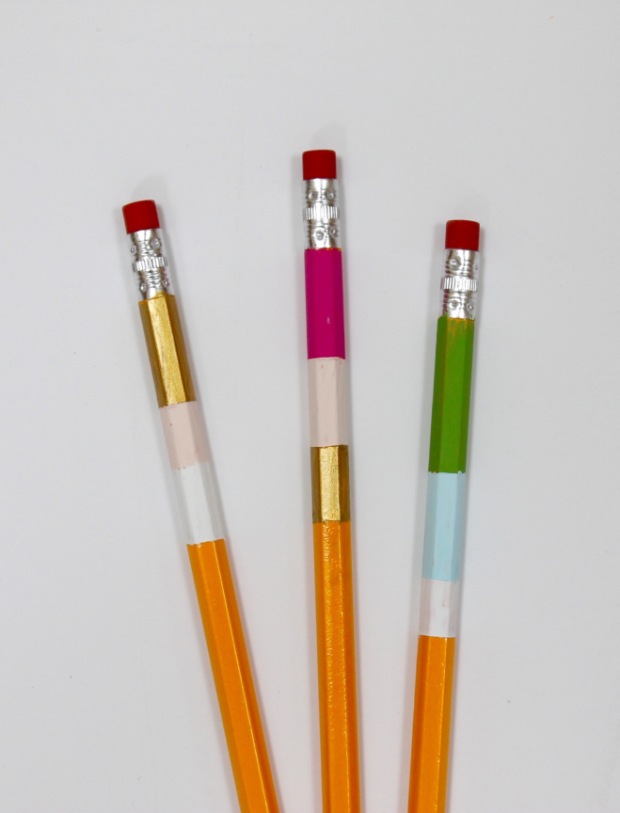 DIY Color Block Painted Wooden Pencils