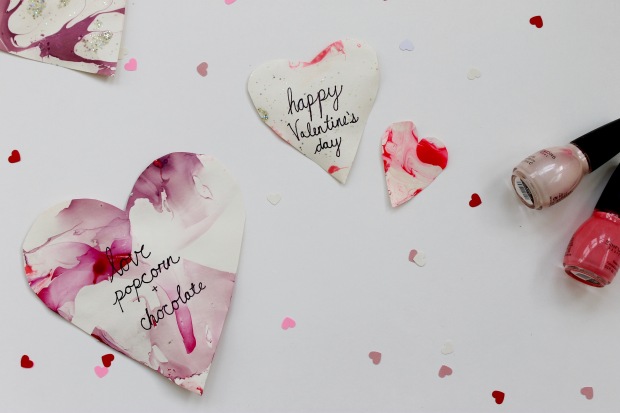 DIY Valentine's Day Marbled Hearts | Popcorn & Chocolate